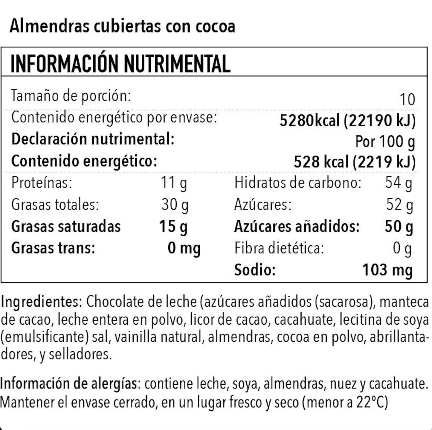 Almendra con chocolate y cocoa