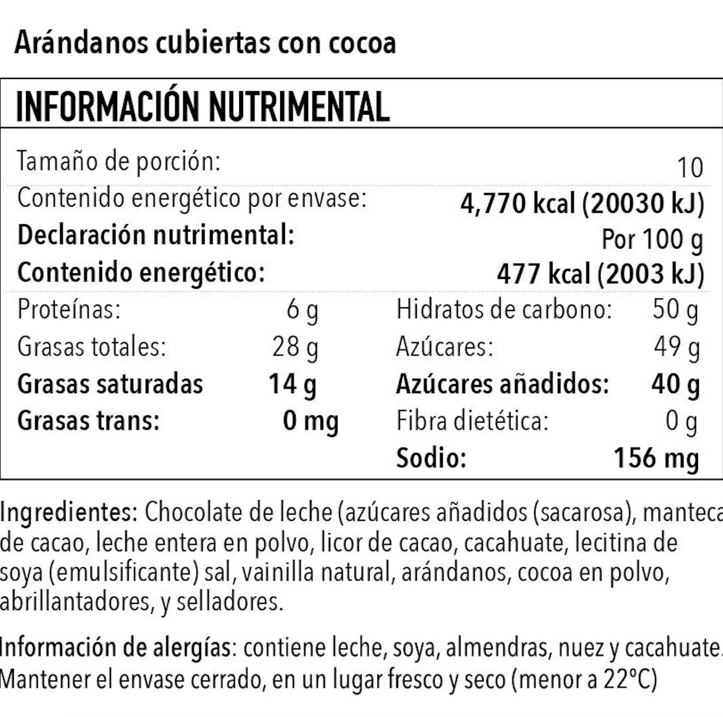 Arándano con chocolate y cocoa